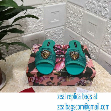 Dolce  &  Gabbana Lace Sliders Green with Devotion Heart 2021